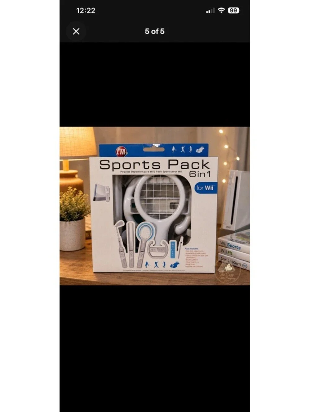 Sports Pack 6 in 1 for Nintendo Wii Video Game Accessories Club Wheel Racket Bat